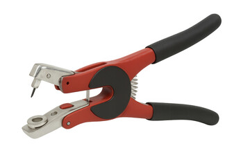 Obraz premium Red eyelet pliers hand tool for crafts and repairing