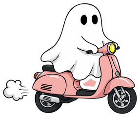 Cool Ghost Rides Pink Vintage Scooter Fast and Fun