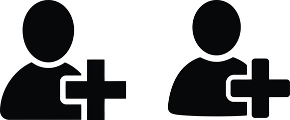 Add User Icon Silhouette Person With Plus Symbol vector illustration