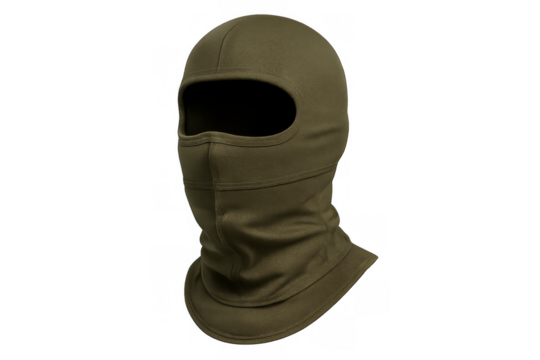 Green balaclava ski mask headwear on transparent background