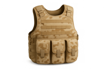 Desert camouflage tactical vest providing military protection