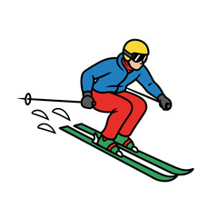 A person skis down a snowy slope, enjoying the winter sport.
