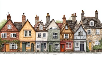 Fototapeta premium Charming row of traditional houses in a village with historical architecture and colorful facades