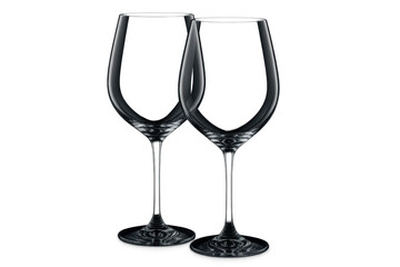 Two empty wine glasses on transparent background