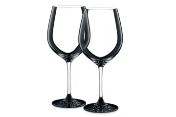 Two empty wine glasses on transparent background