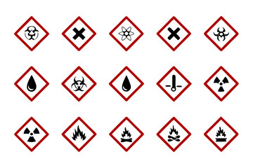 Collection of ghs hazard pictograms for chemical safety and warnings