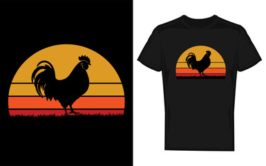 Farm animal rooster chicken silhouette illustration for farming and agriculture themes