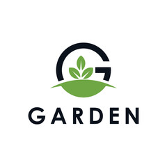Creative garden green tree farm letter G logo design inspiration
