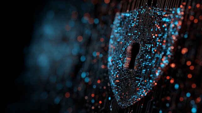 Cybersecurity Shield with Digital Locks