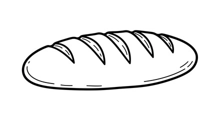 Hand Drawn Loaf of Bread with Score Marks on White Background food baking
