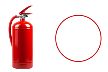 Red fire extinguisher isolated on a transparent background
