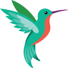 Obraz premium Vector art of hummingbird on a branch