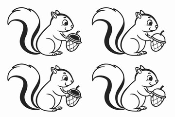 Cute cartoon squirrel holding an acorn icon