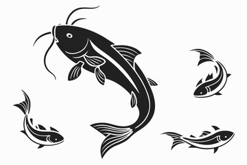 Minimalist catfish icon set design