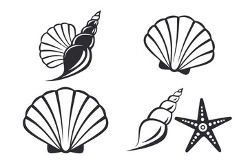 Minimalist clam shell icon set in black and yellow