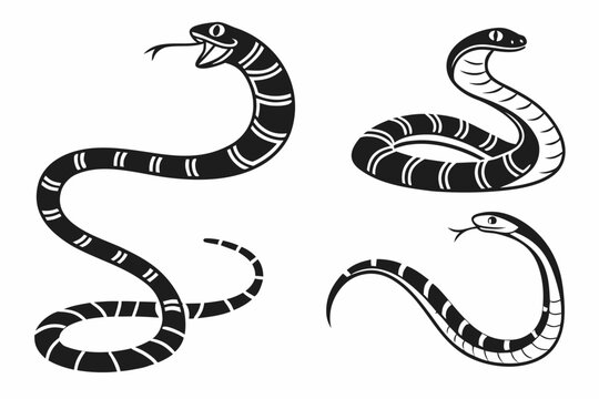 Minimalist coral snake icon set with eight unique designs