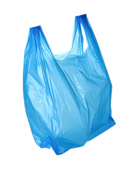 Light-blue plastic bag, slightly angled, draped