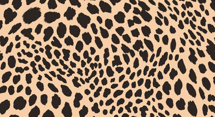 A seamless, repeating leopard print pattern with irregular black spots on a light brown background, creating a classic animal fur texture.