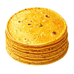 Stack of golden-yellow flatbreads, slightly speckled with dark flecks