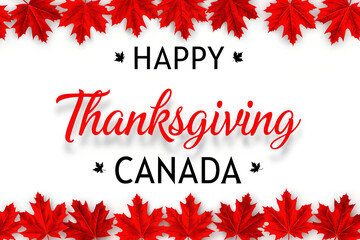 Canada happy Thanksgiving day. Falling maple red leaves pattern for design banner, poster, greeting card for national canadian holiday. Red color leaf vector wallpaper illustration