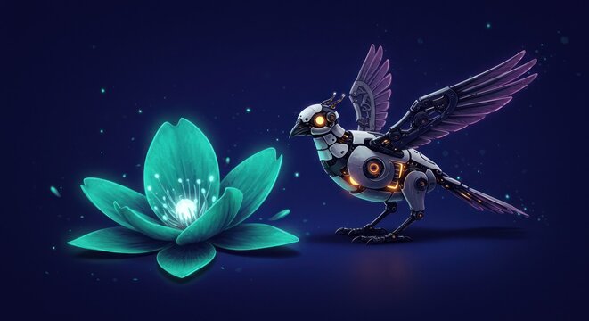 Ethereal flower and mythical figure