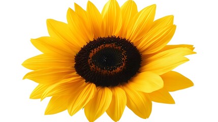 Fototapeta premium Vibrant Yellow Sunflower Closeup Bloom Isolated White Background