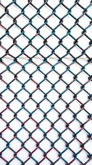 Naklejka premium Seamless chain link fence texture isolated on white background. Ideal for construction, security, or sports field design projects, backdrop, sports