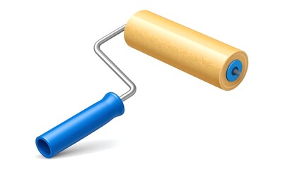 A Realistic 3D Render of a Paint Roller Isolated on a White Background
