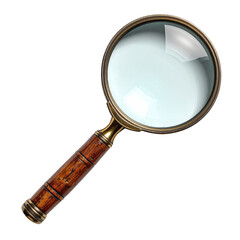 Antique magnifying glass with ornate wooden handle