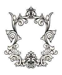 Hand drawn Vector vintage border frame engraving