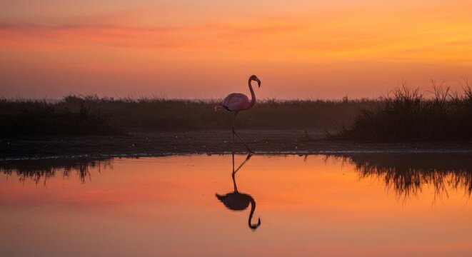 Flamingo at sunrise