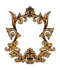 luxury gold Vector vintage border frame engraving