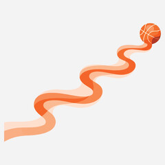 Fototapeta premium Orange basketball motion design featuring a curved swoosh element, dynamic sports visual