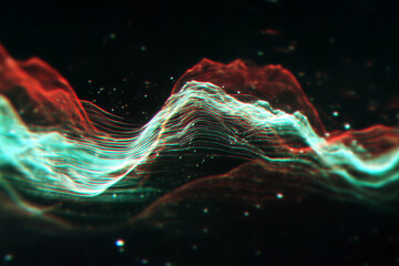 Abstract glowing digital wave landscape