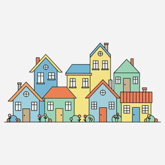 Colorful Houses Illustration Vibrant Urban Village Scene