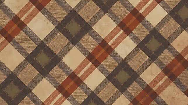 Abstract Intersecting Lines Deconstructed Plaid Earthy