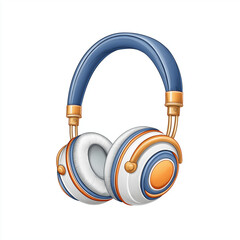 Playful cartoon headphones with rounded design in blue and orange  
