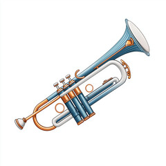 Illustrated trumpet in bold colors and playful design representing Autumn  