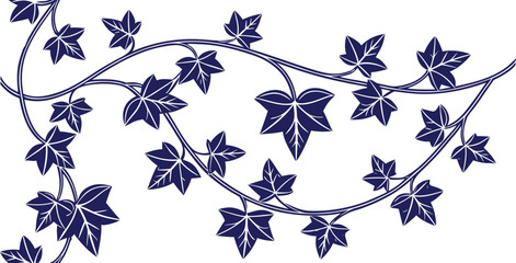 Blue ivy vine with star-shaped leaves on white background