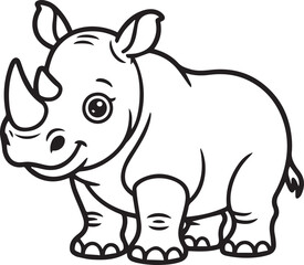  Rhino Sticker Outline for Cricut | Simple African Animal Clipart Bundle