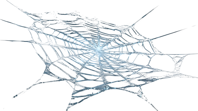 Intricate frosted spiderweb glistening with ethereal light, perfect for Halloween or winter themes, capturing delicate beauty and natural artistry.. Perfect for Halloween Designs