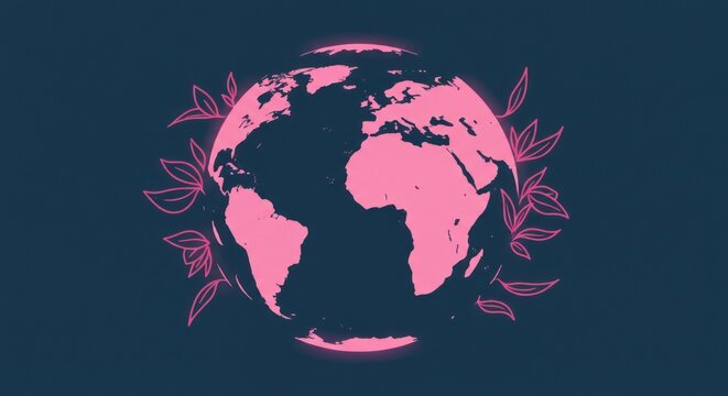Global illustration in pink and purple