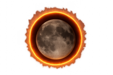 Annular solar eclipse cosmic phenomenon with fiery sun corona