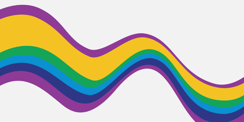 Wavy Colorful Stripes Purple Yellow Green and Blue Abstract Design.