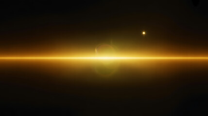 Bright orange light beam emanating from a central point against a dark background
