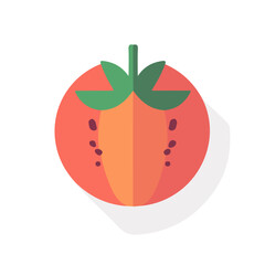 A Minimalistic 2D flat icon featuring a tomato whole, clean vector design, simple illustration style, isolated on a white background, modern element in vector and EPS format. simple design