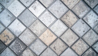 Close-up view of a diamond patterned tile pavement