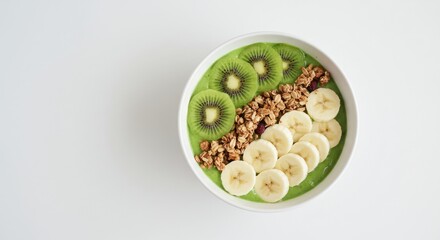Green smoothie bowl with kiwi and banana
