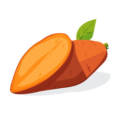 A Minimalistic 2D flat icon featuring whole sweet potatoes, clean vector design, simple illustration style, isolated on a white background, modern element in vector and EPS format