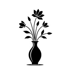 Vector Illustration of Flower Vase Silhouette in Black and White

 
